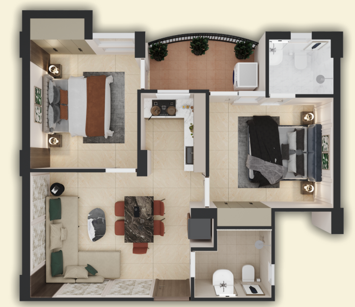 Trehan Vilasa Heights 2BHK Floor Plan